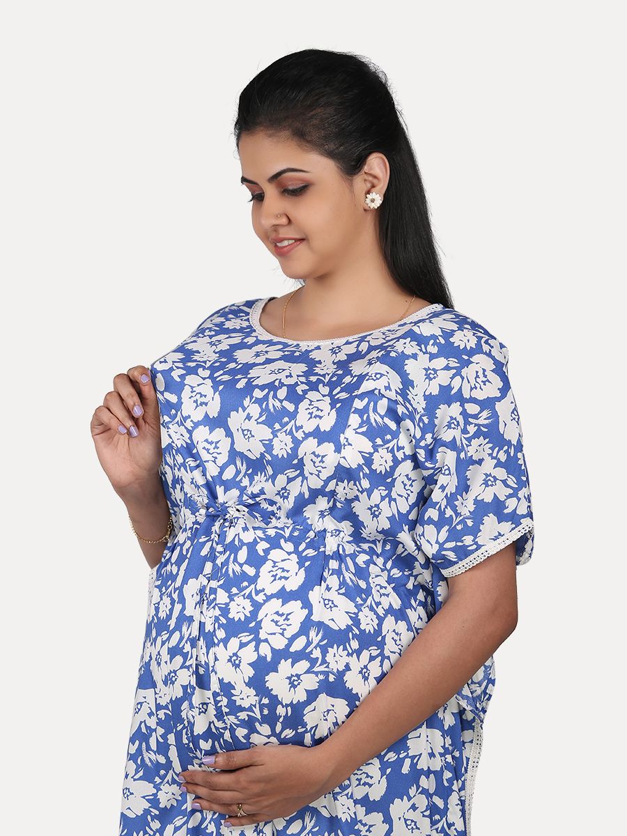Maternity Nightie With Free Mask (Dana Blue)