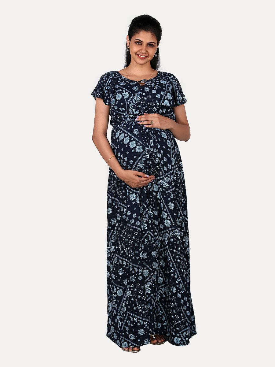 Maternity Nightie with FREE MASK(Phia Blue)