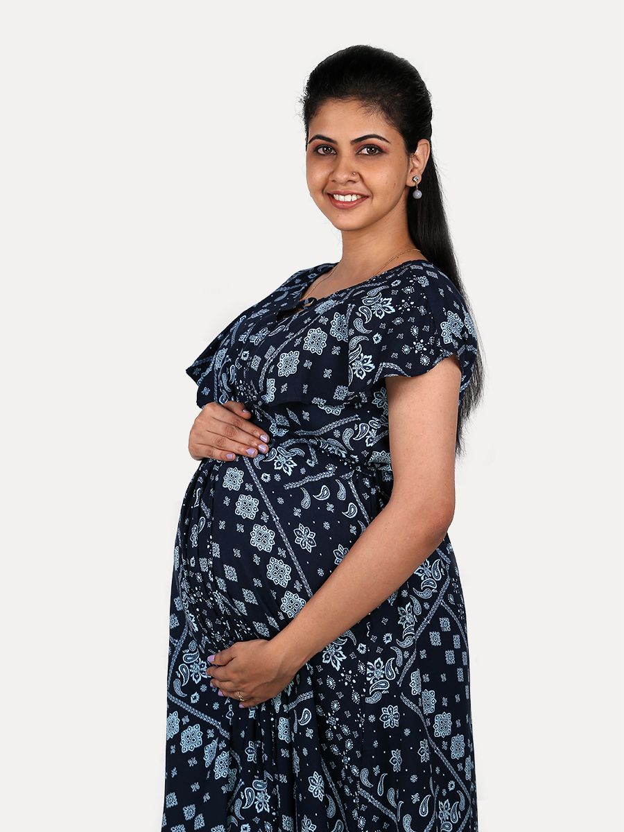 Maternity Nightie with FREE MASK(Phia Blue)