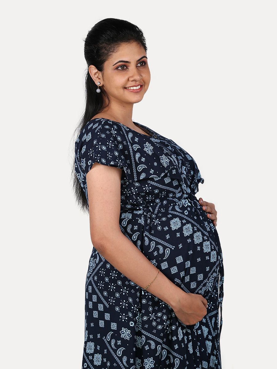 Maternity Nightie with FREE MASK(Phia Blue)