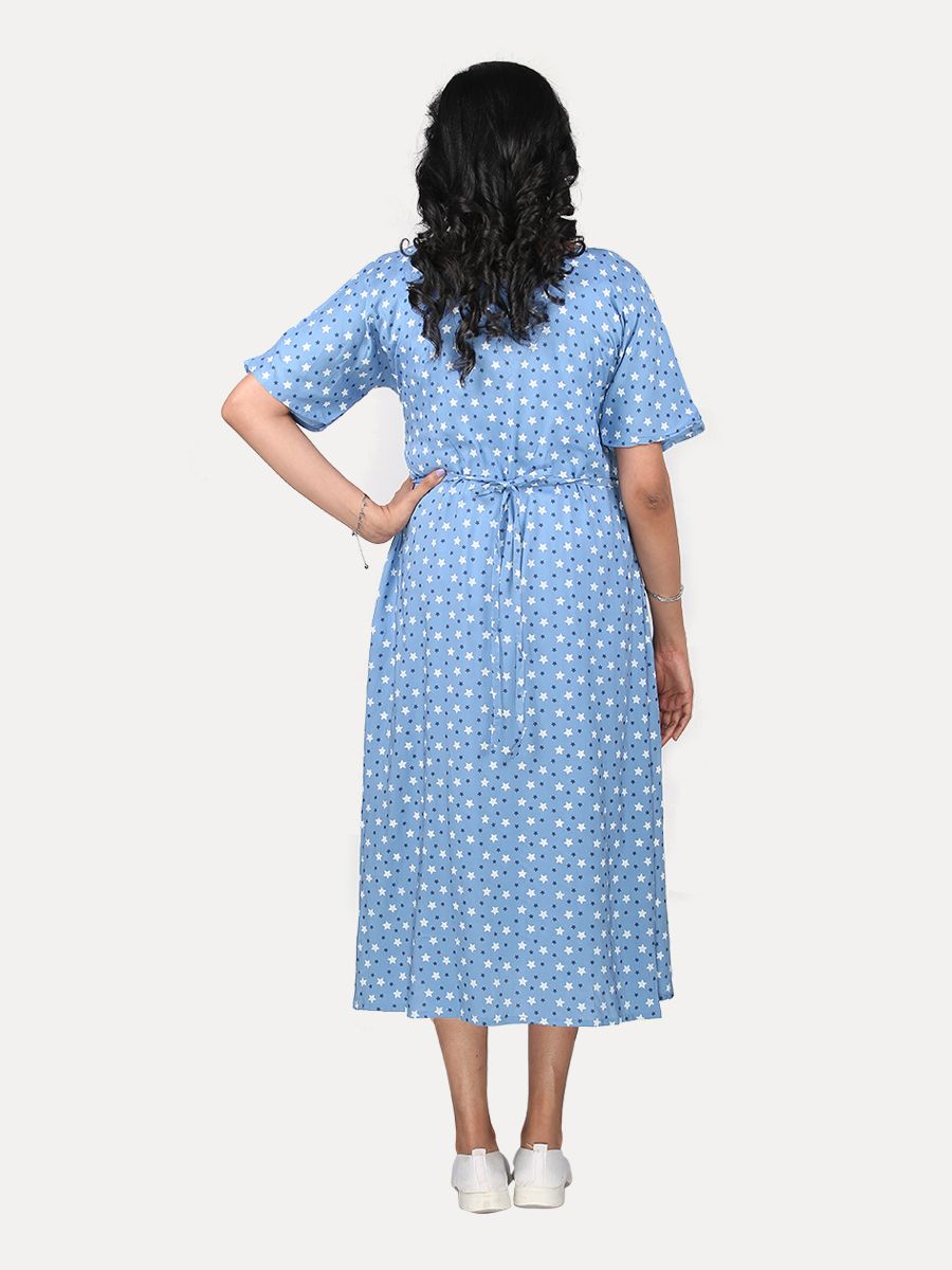 Maternity Midi Dress with Free Mask (Avina Blue)