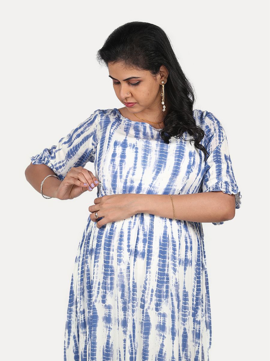Maternity Midi Dress with Free Mask (Lika Blue)
