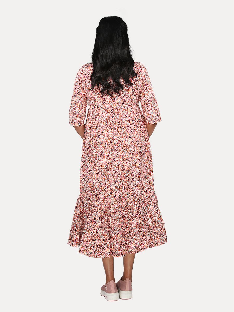 Maternity Midi Dress with Free Mask (Ari Multi)
