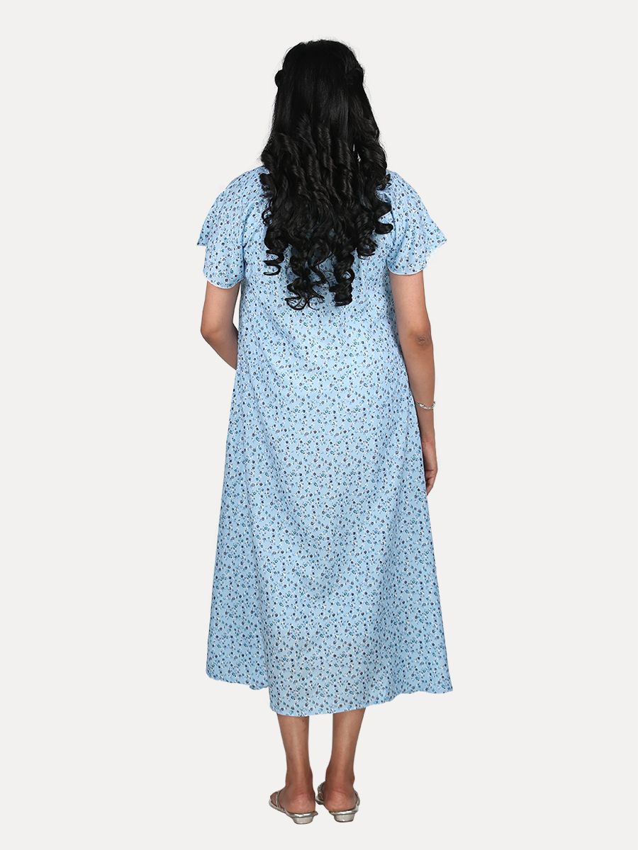 Nursing Nightie Short with Free Mask (Fay Light Blue)