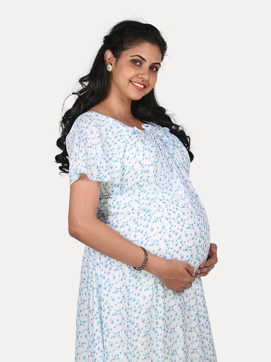 Maternity Nightie Short with Free Mask (Fay White)