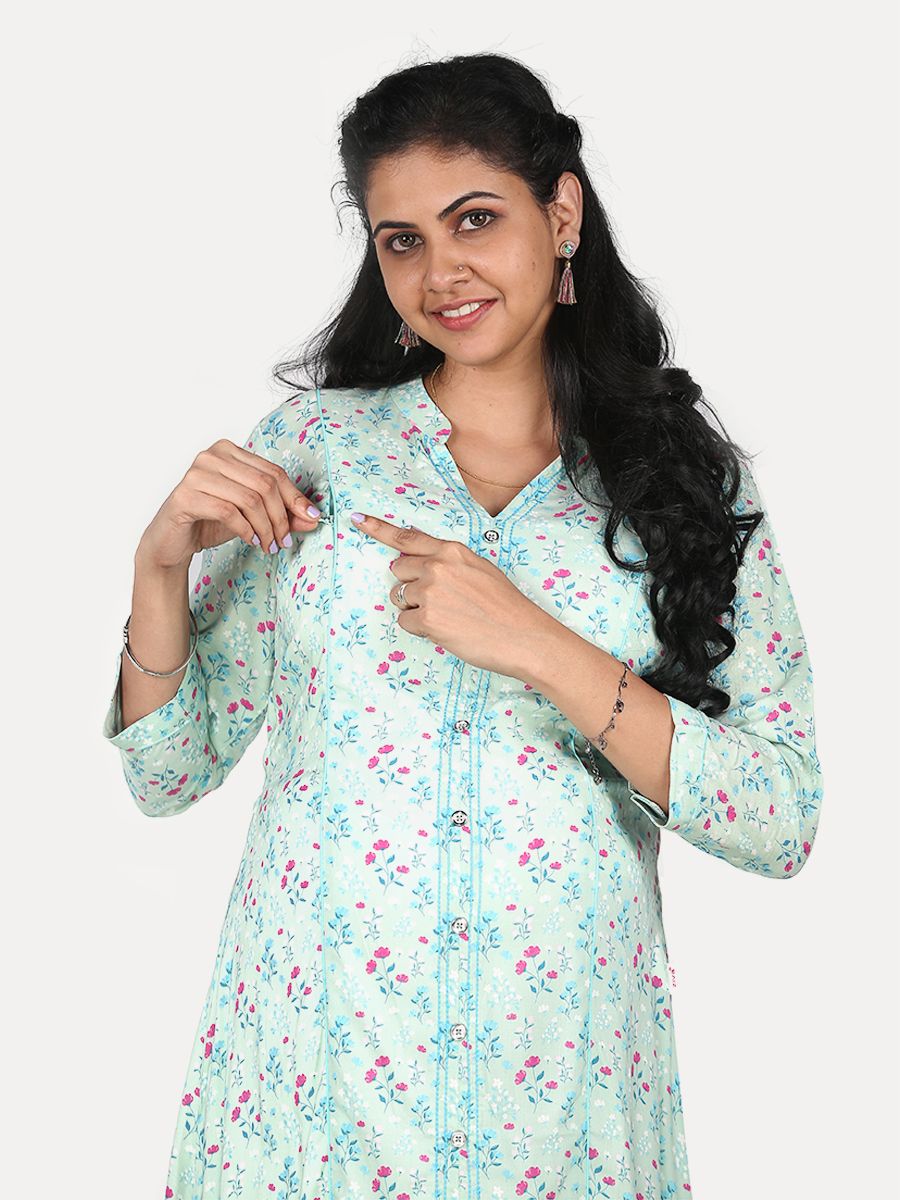 Maternity Midi Top with Free Mask (Kani Green)