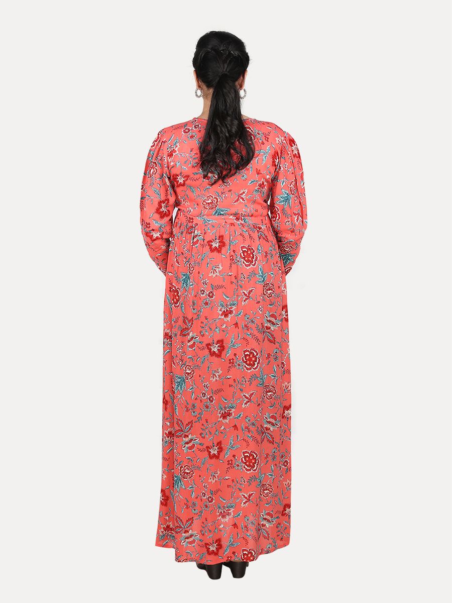 Maternity Maxi Dress with FREE MASK(Lamis Red)