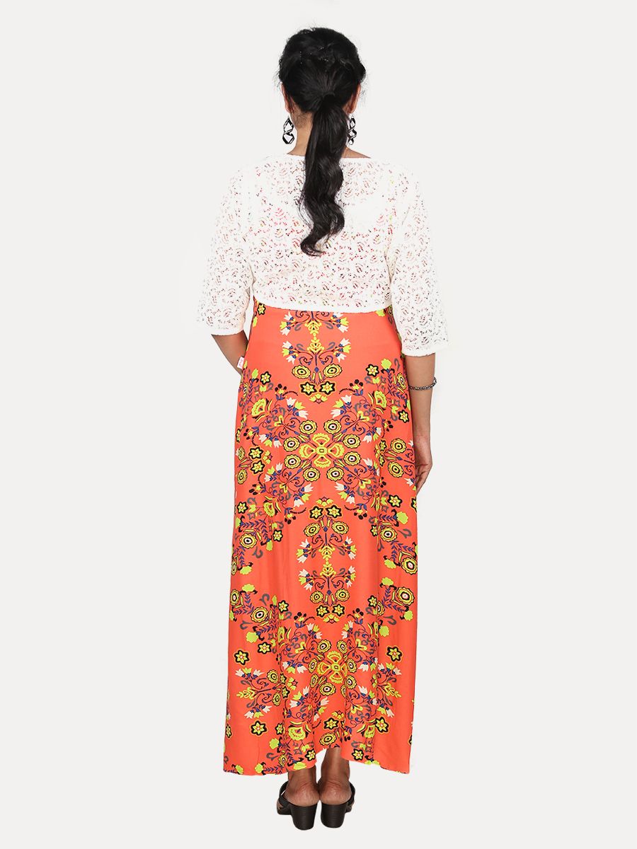 Maternity Maxi Dress with Free Mask (Hiral Orange)