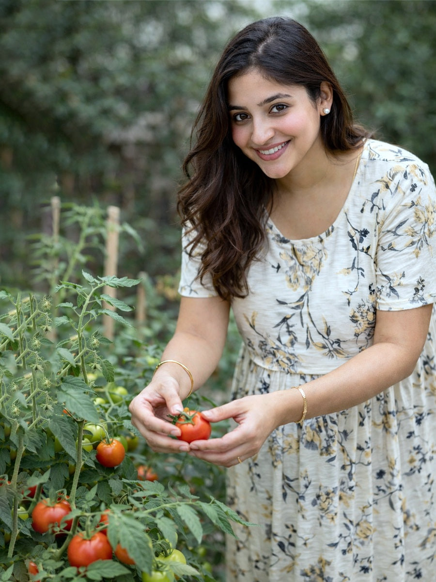 ZIVA Off White Botanical Zipless Maternity & Feeding Dress with Adjustable Tie and Side Pocket