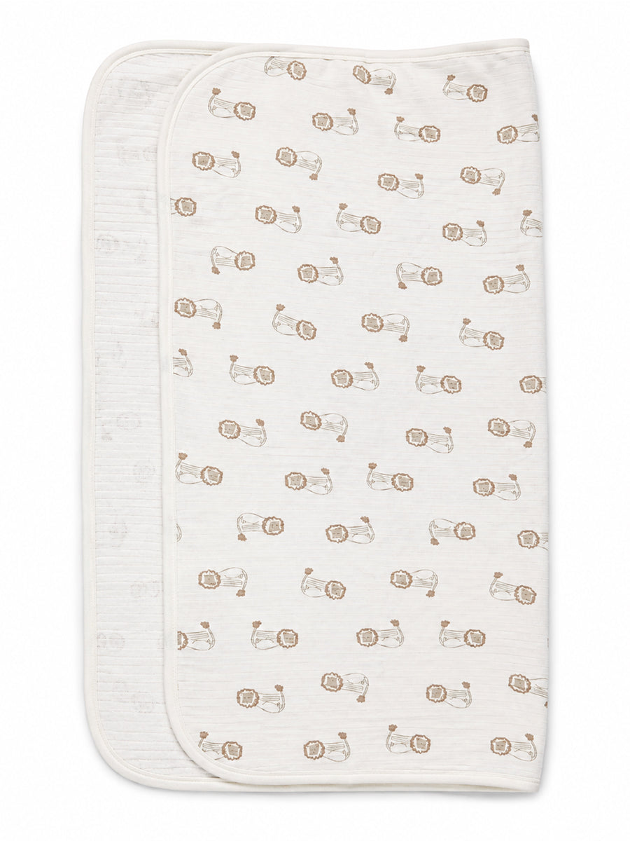 Ziva Baby Blanket – Off White | Lion Cub Print | 100% Knitted Cotton