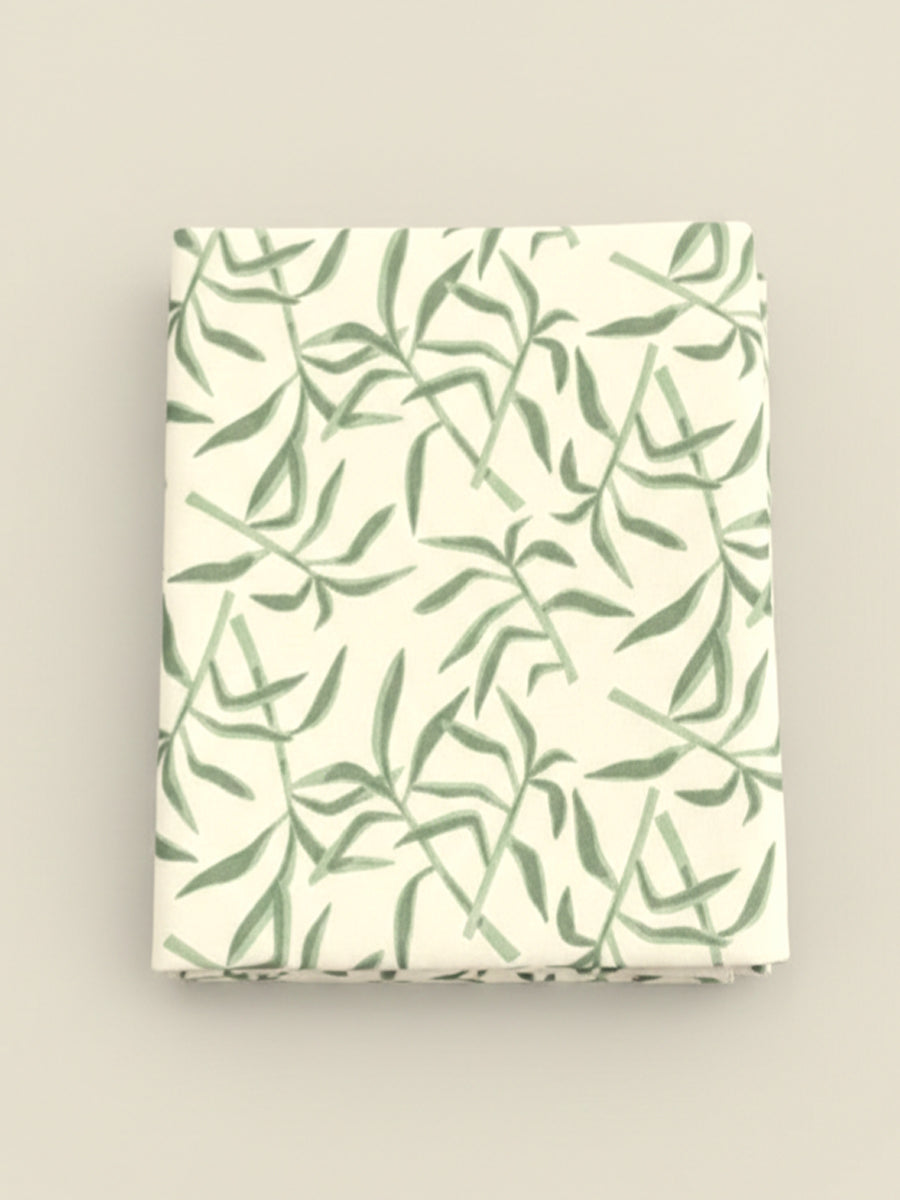 Ziva Waterproof Baby Bed Protector- Bamboo Leaf Print ( Cotton Fabric with PVC Coating, Easy Wipe Clean Mattress Protector)