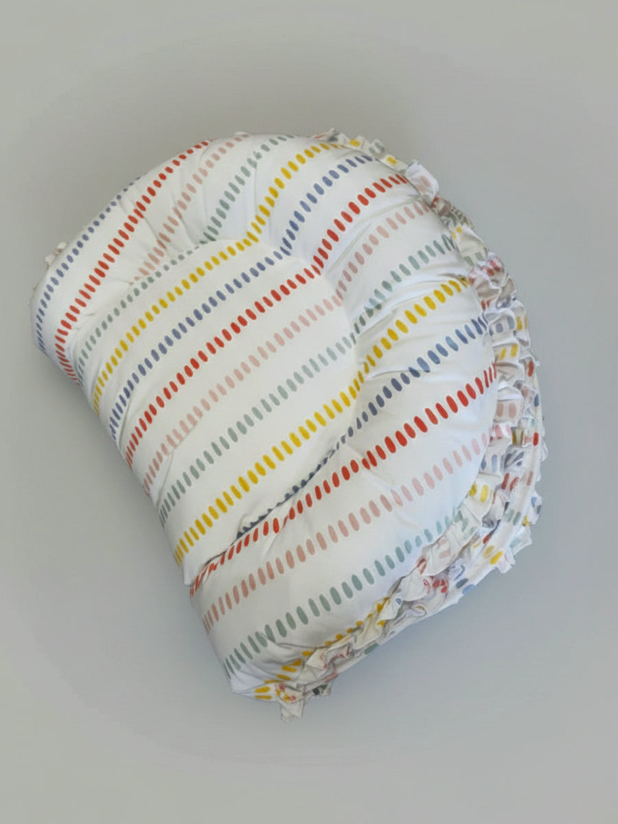 Ziva Cotton Baby Net Bed with Head Rest (White Geometric Print)
