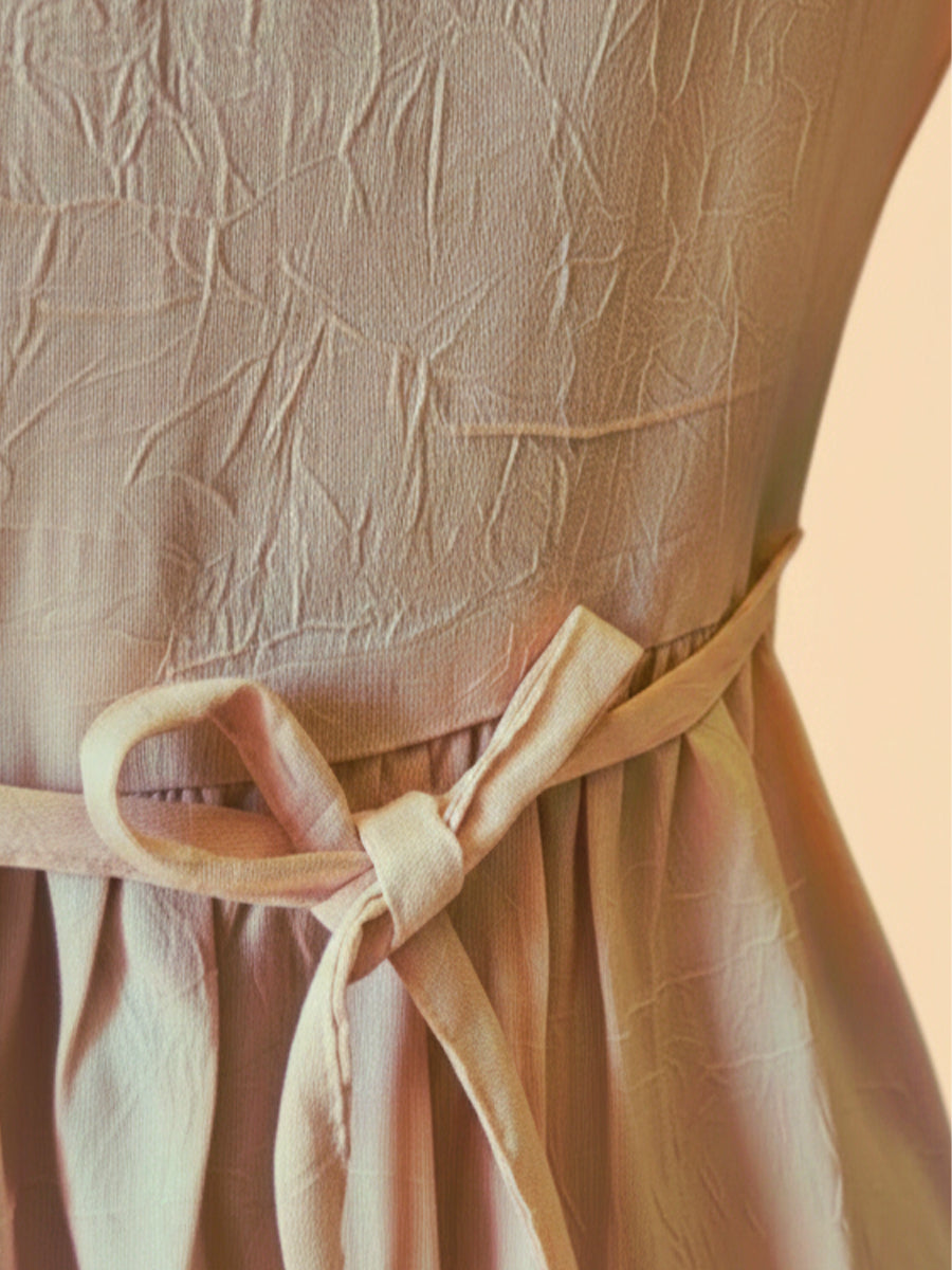 Ziva Peach Pink Premium Crinkle Textured Maternity & Nursing Dress