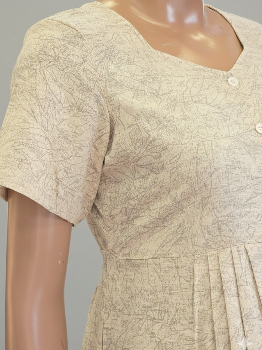Ziva Cotton Full Open Short Maternity & Nursing Nighty – Cream Abstract Print