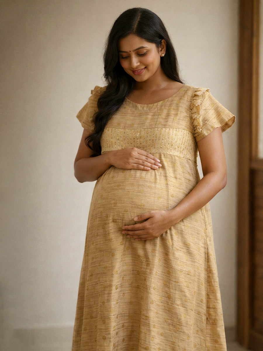 Ziva Maternity & Feeding Short Dress with Concealed Zip –  Vishu & Festive Edition