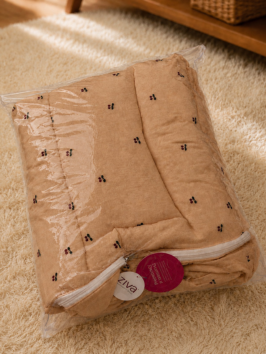Ziva Exclusive Twin Organic Cotton Cradle with Bed & Convertible Swing Chair – Peach Brown Cherry Print