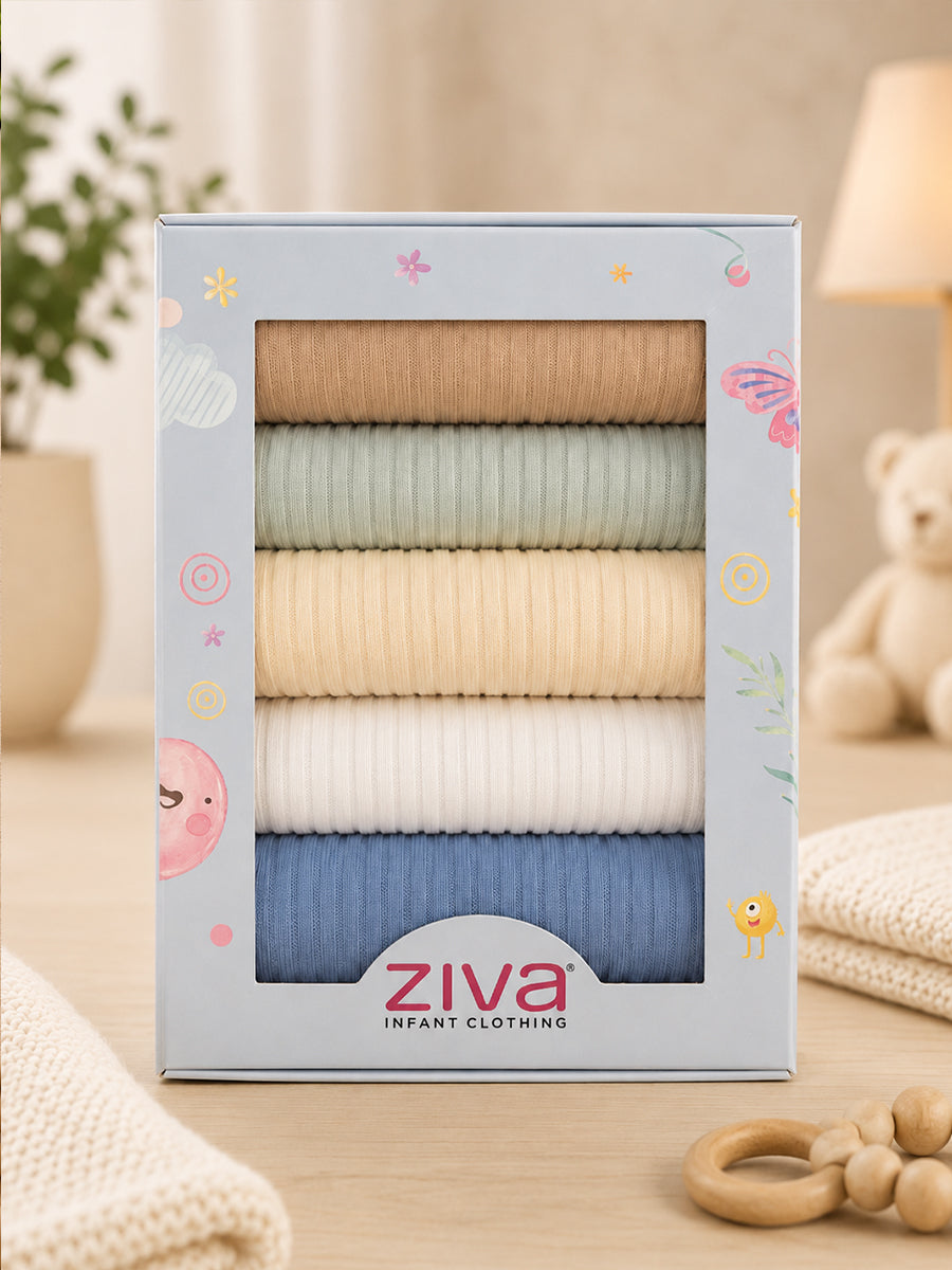 Ziva Face Towels – Premium Knitted Cotton | 12 × 12 Inch | Pastel Harmony Colour Pack | 5 Pieces