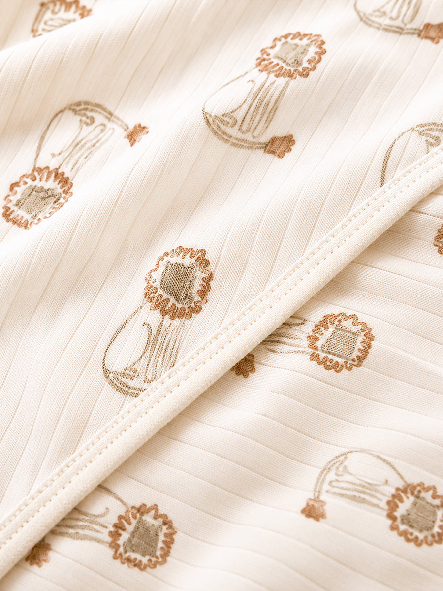 Ziva Baby Hooded Towel – Off White | Lion Cub Print | 100% Knitted Cotton