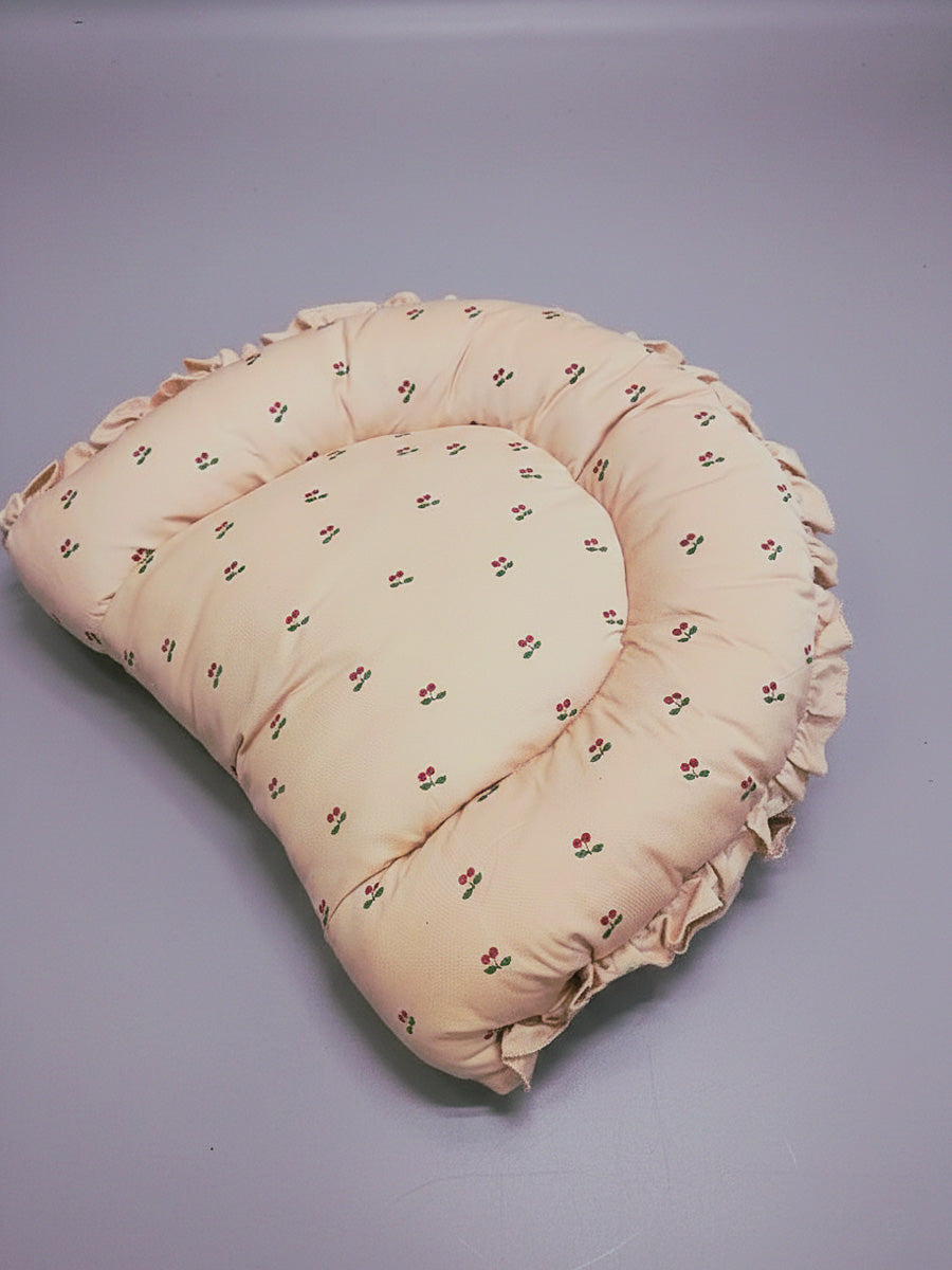 Ziva Baby Net Bed with Head Rest – Organic Cotton Brown Cherry Print