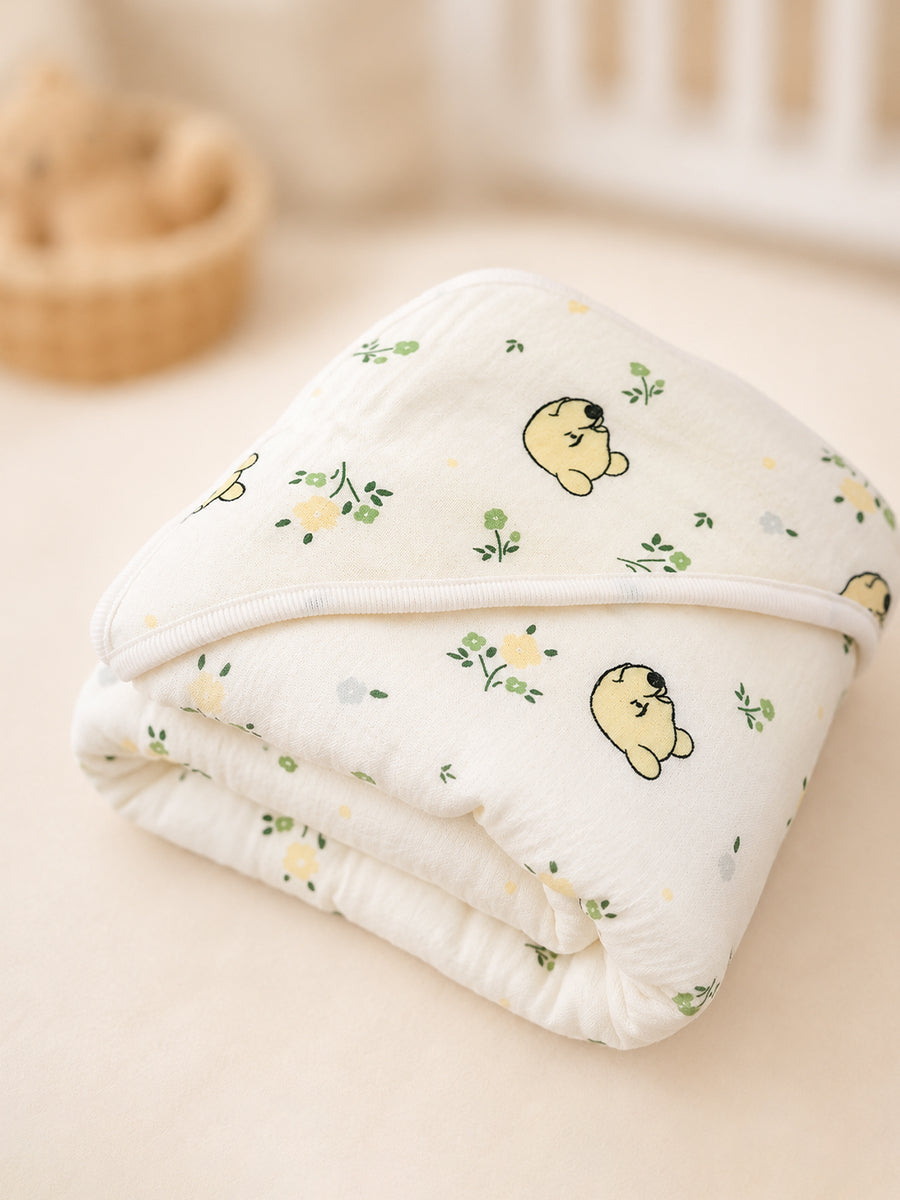 Ziva Premium Muslin Hooded Towel – Double Layer Muslin with Soft Fleece Core | Little Bear Meadow