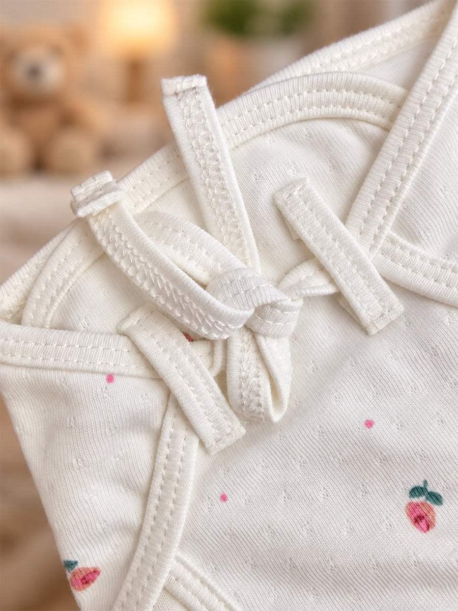 Ziva 3 Piece Nappy – Unisex | Premium Adjustable Tie Nappy | Knitted Cotton | Lightly Padded Attached Insert | Assorted White, Off-White & Beige Prints(Print Details: Check Product Description)
