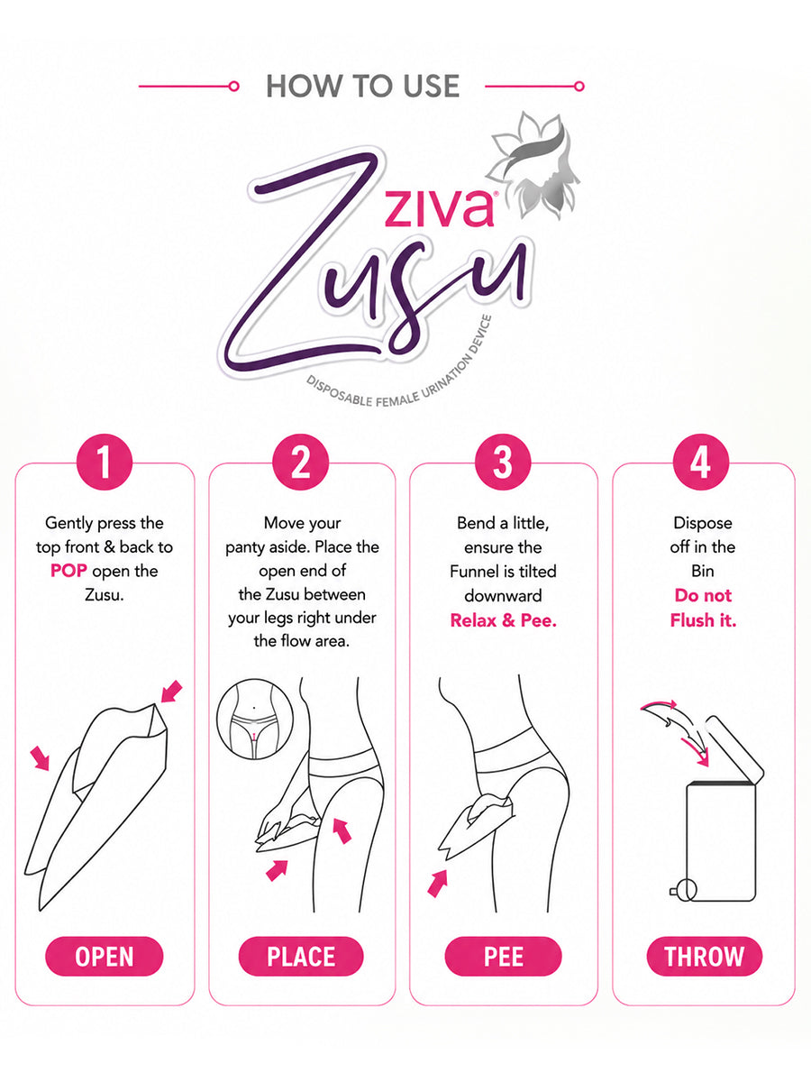 ZIVA ZUSU – Disposable Female Urination Device (Stand & Pee Funnel) | 10 Pieces