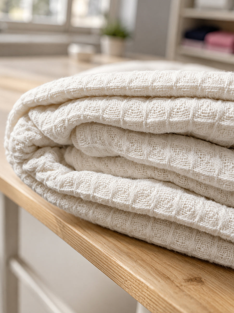 Ziva Premium Organic Cotton Waffle Blanket | Off White | Multipurpose Pregnancy to Family Blanket | Soft & Breathable| Size- King, Queen, Twin