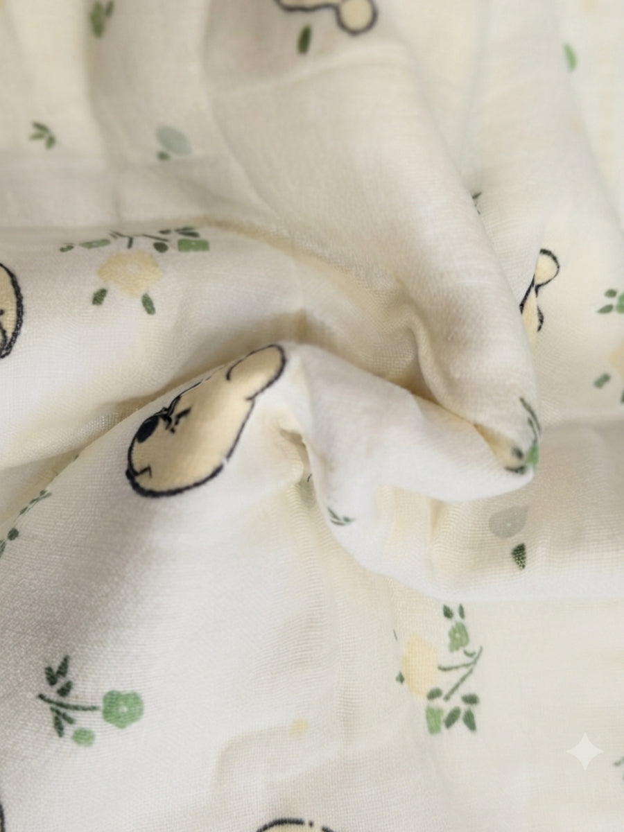 Ziva Premium Muslin Hooded Towel – Double Layer Muslin with Soft Fleece Core | Little Bear Meadow