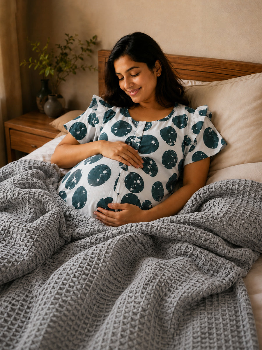 Ziva Premium Organic Cotton Waffle Blanket | Light Grey | Multipurpose Pregnancy to Family Blanket | Soft & Breathable| Size -king, Queen, Twin
