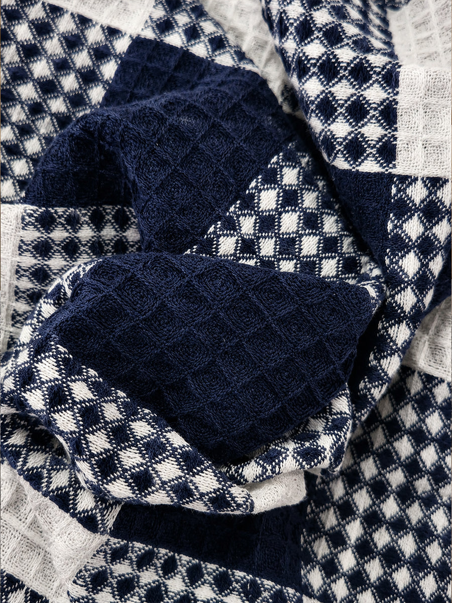 Ziva Premium Organic Cotton Waffle Blanket | Navy Blue & White | Multipurpose Pregnancy to Family Blanket | Soft & Breathable |Size- King, Queen, Twin