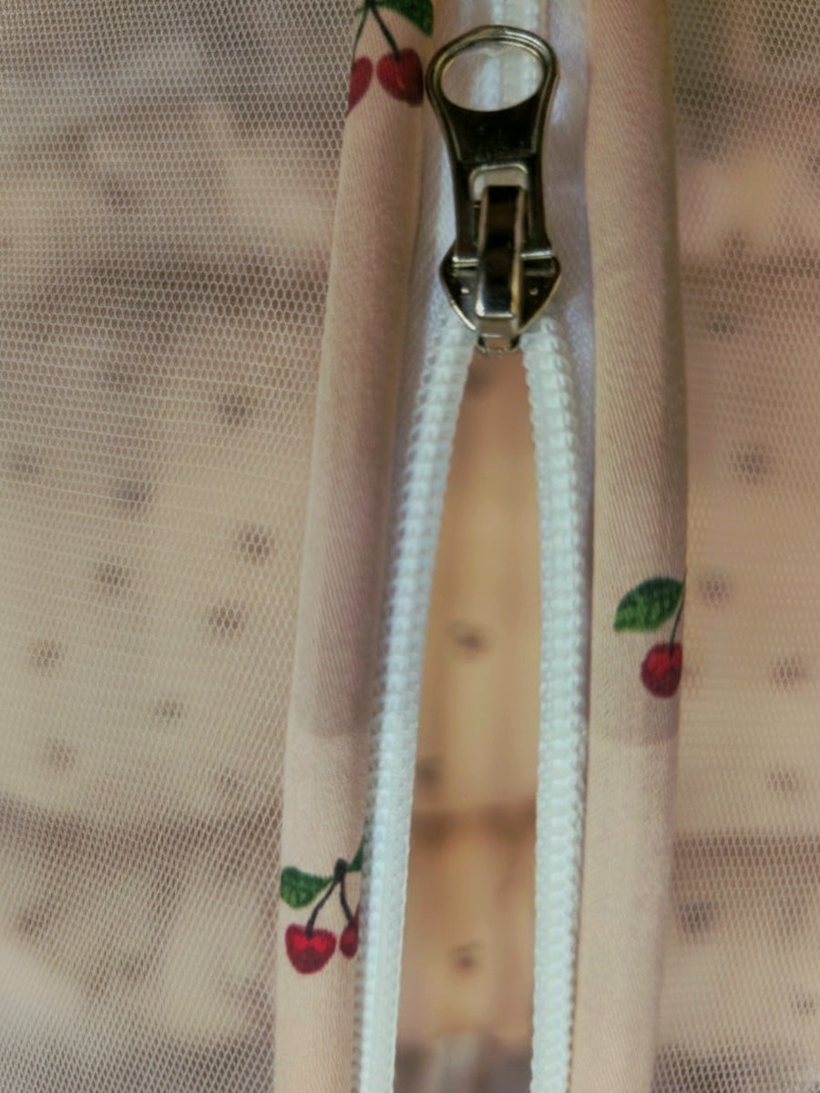 Ziva Baby Net Bed with Head Rest – Organic Cotton Brown Cherry Print