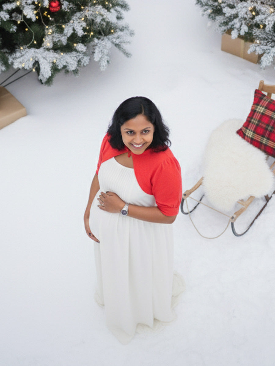 Maternity Short Dress Joy - White & Red