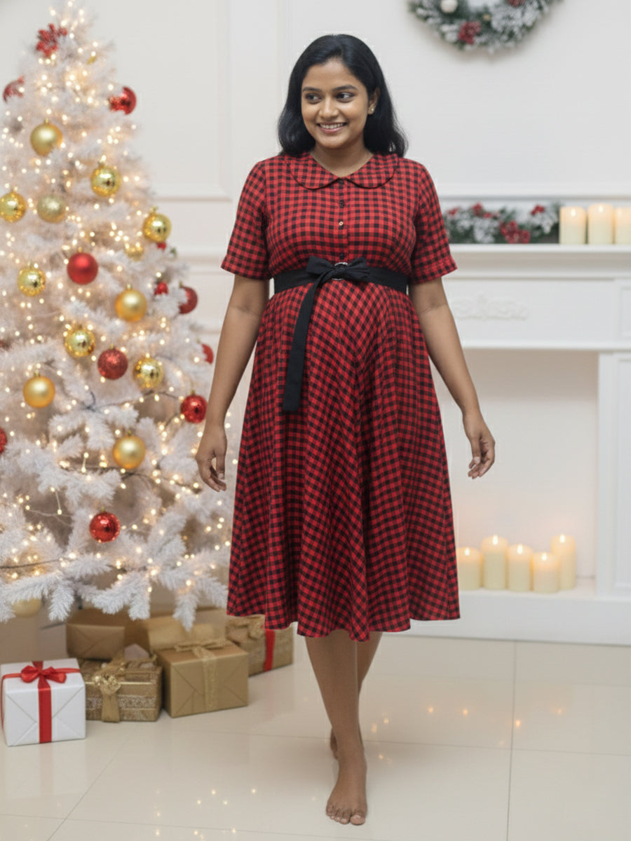 Maternity Short Dress Stella Red ZIVAMOMS Maternity Short Dress Stella Red ZIVAMOMS