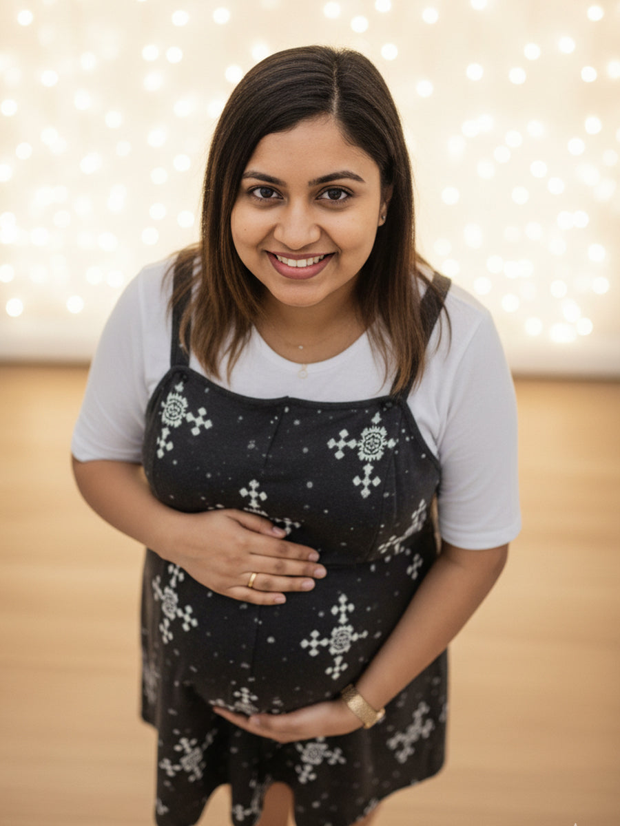 Maternity Short Dress Detie - Black & White