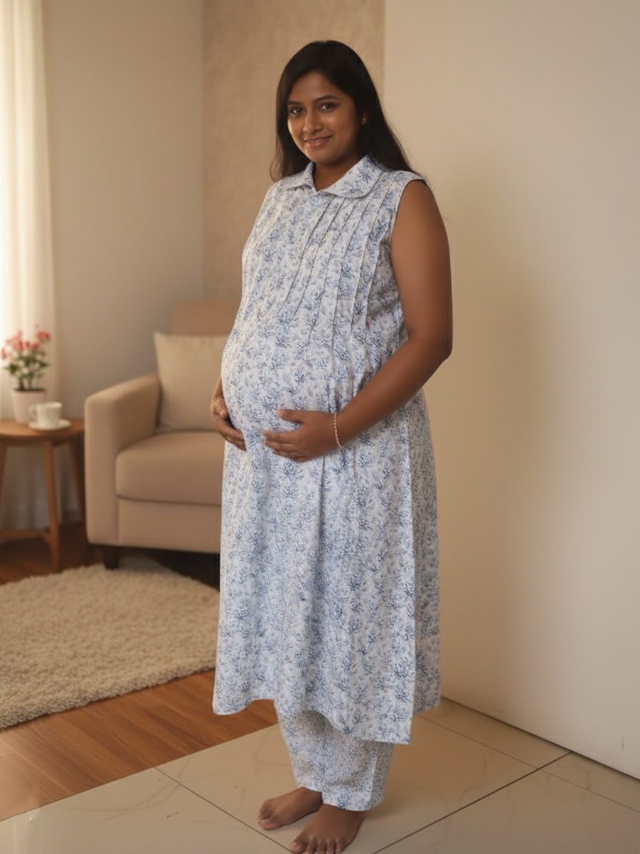 Sleeveless Cotton Collar Cord Set – Nursing Zip | Ziva