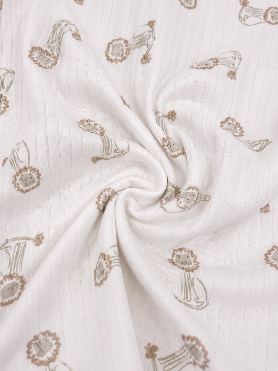 Ziva Baby Blanket – Off White | Lion Cub Print | 100% Knitted Cotton