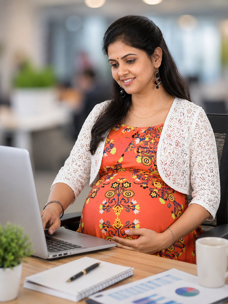 Ziva Maternity & Feeding Rayon Strappy Full Gown with Lace Jacket & Invisible Feeding Zips