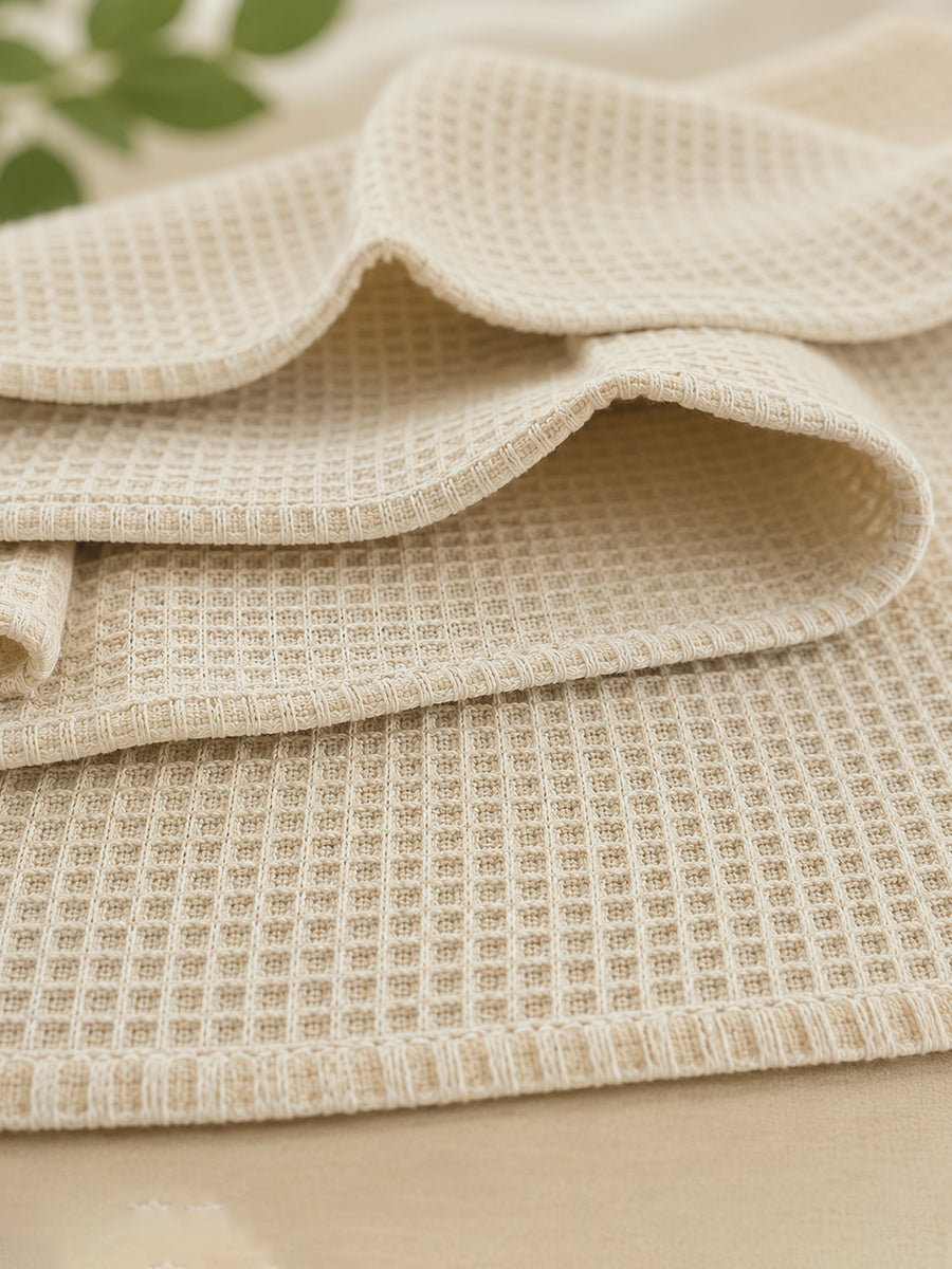 Ziva Baby Bath Towel – Cream Beige | Cotton | Square Grid Cotton Weave