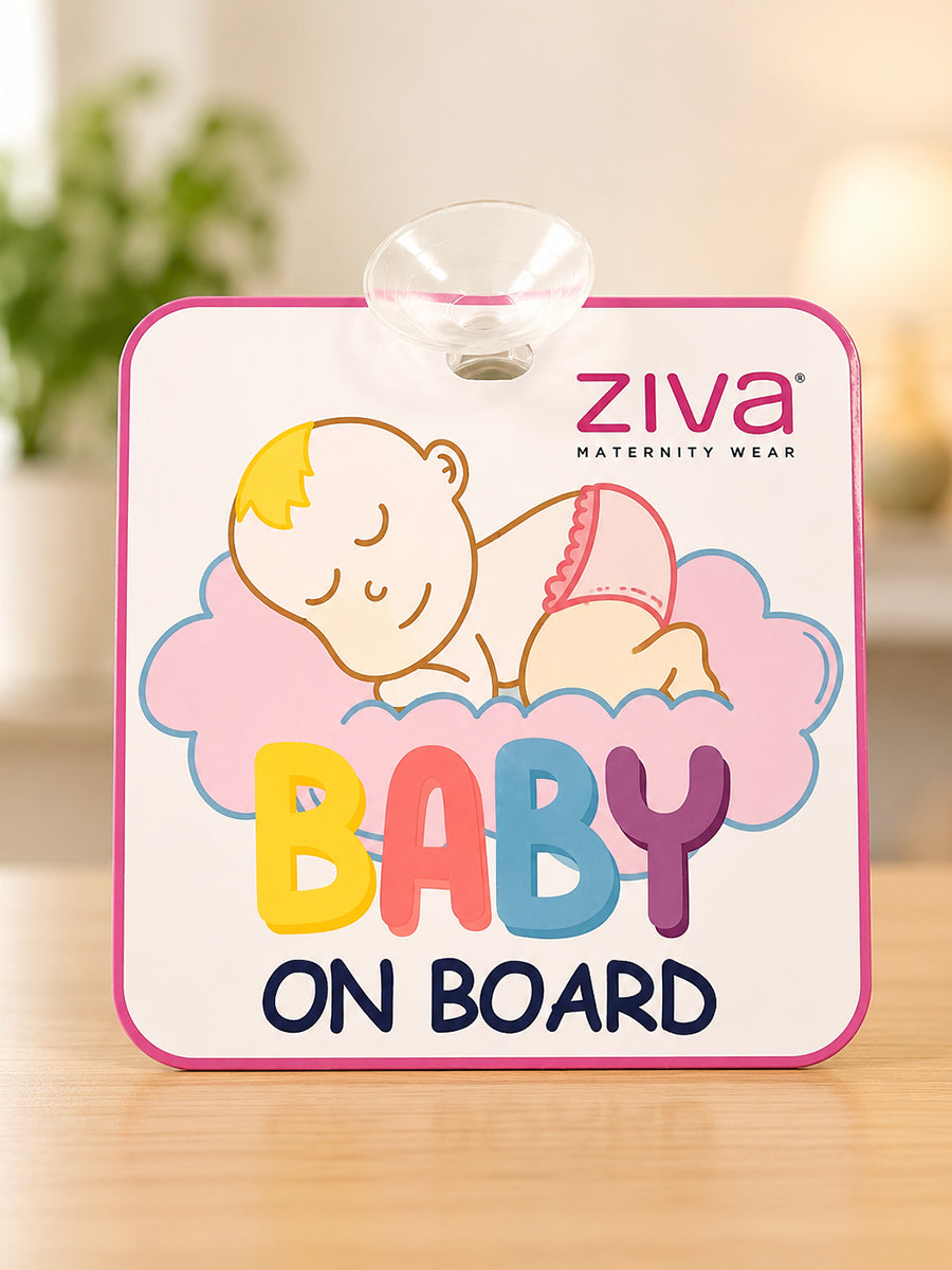 Ziva Baby on Board Car Sign with Suction Cup – Sleeping Baby on Cloud Print