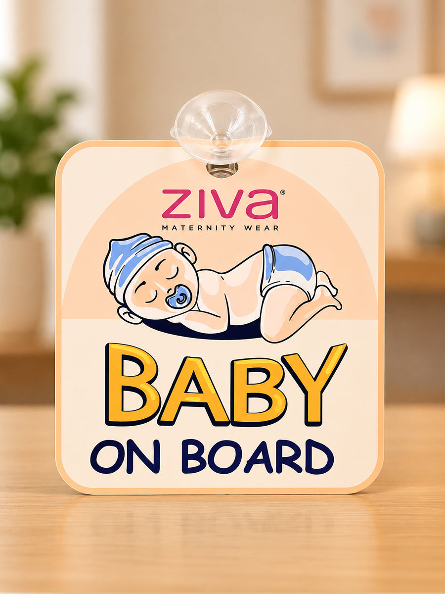 Ziva Baby on Board Car Sign with Suction Cup – Sleeping Baby with Pacifier Print