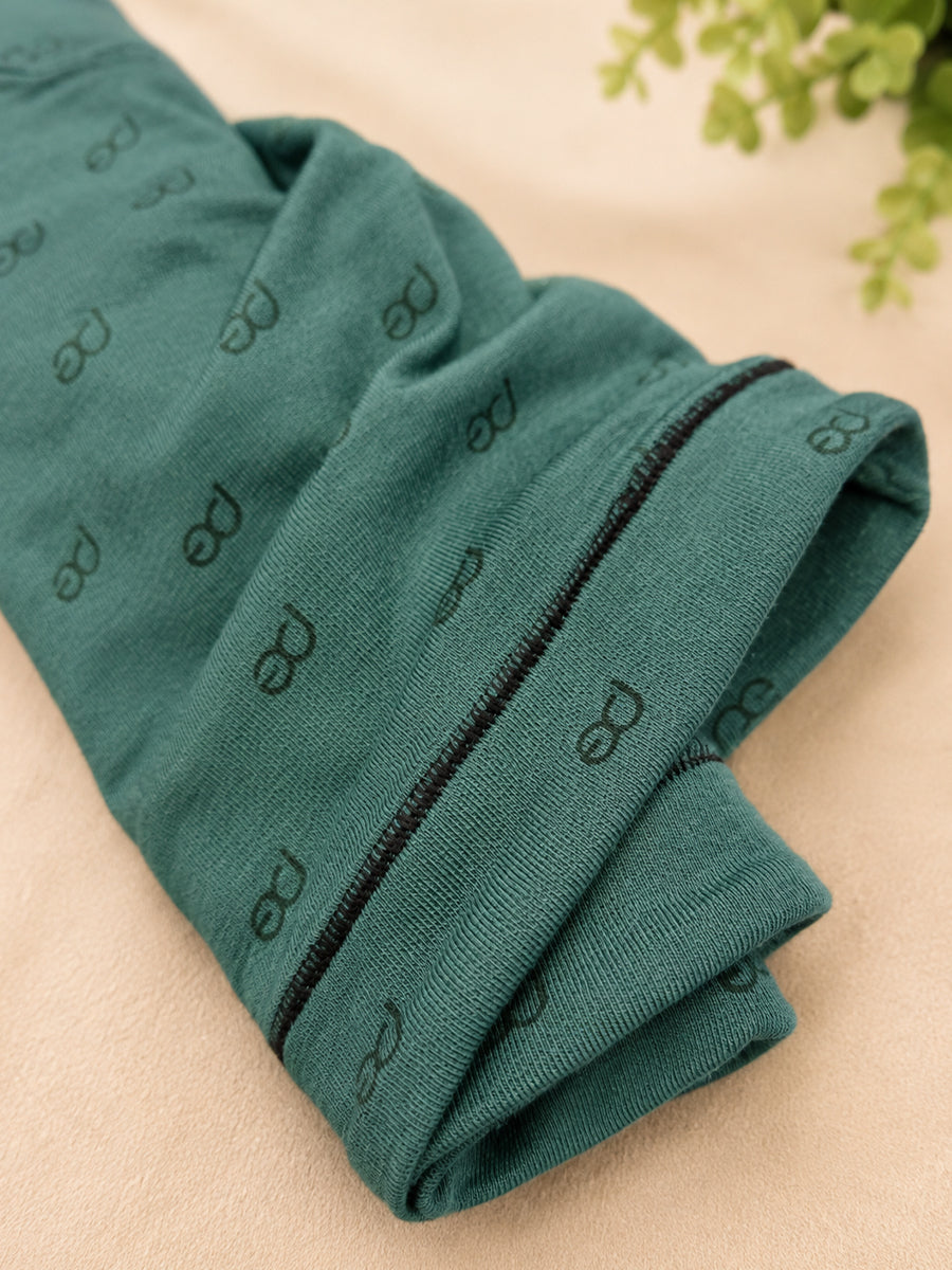 Ziva Maternity Low Waist Shorty Panty – Premium Soft Viscose | Signature Monogram Print | Forest Green
