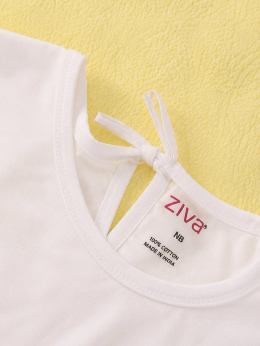 Ziva 6-Piece Cotton Jabla with Tie – Soft Sleeveless Newborn Wear | White