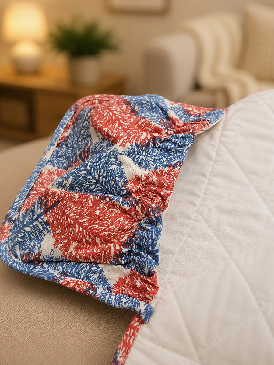 Ziva Baby Nappy & Diaper Changing Sheet – Foldable Travel Changing Mat with Storage Pocket | Coral Blue Blossom Print
