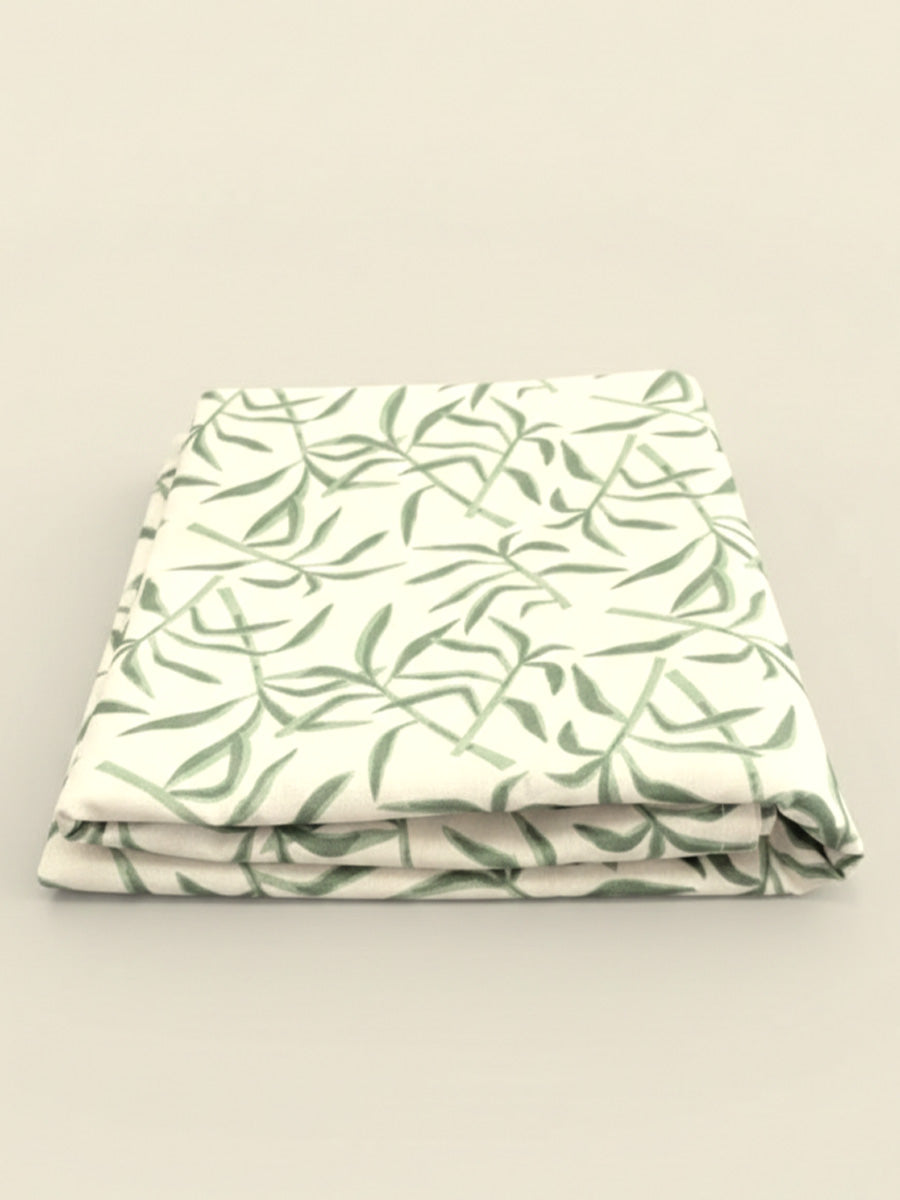Ziva Waterproof Baby Bed Protector- Bamboo Leaf Print ( Cotton Fabric with PVC Coating, Easy Wipe Clean Mattress Protector)
