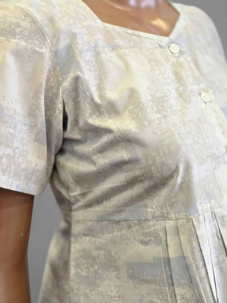 Cotton Full-Open Short Maternity Nighty – White Marble Print | ziva