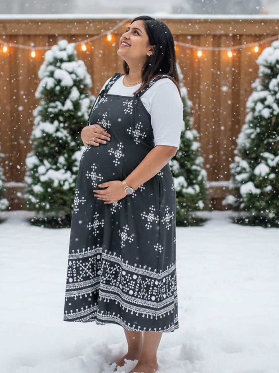 Maternity Short Dress Detie - Black & White