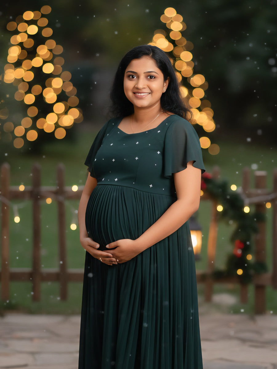Maternity Party Wear Dress Green