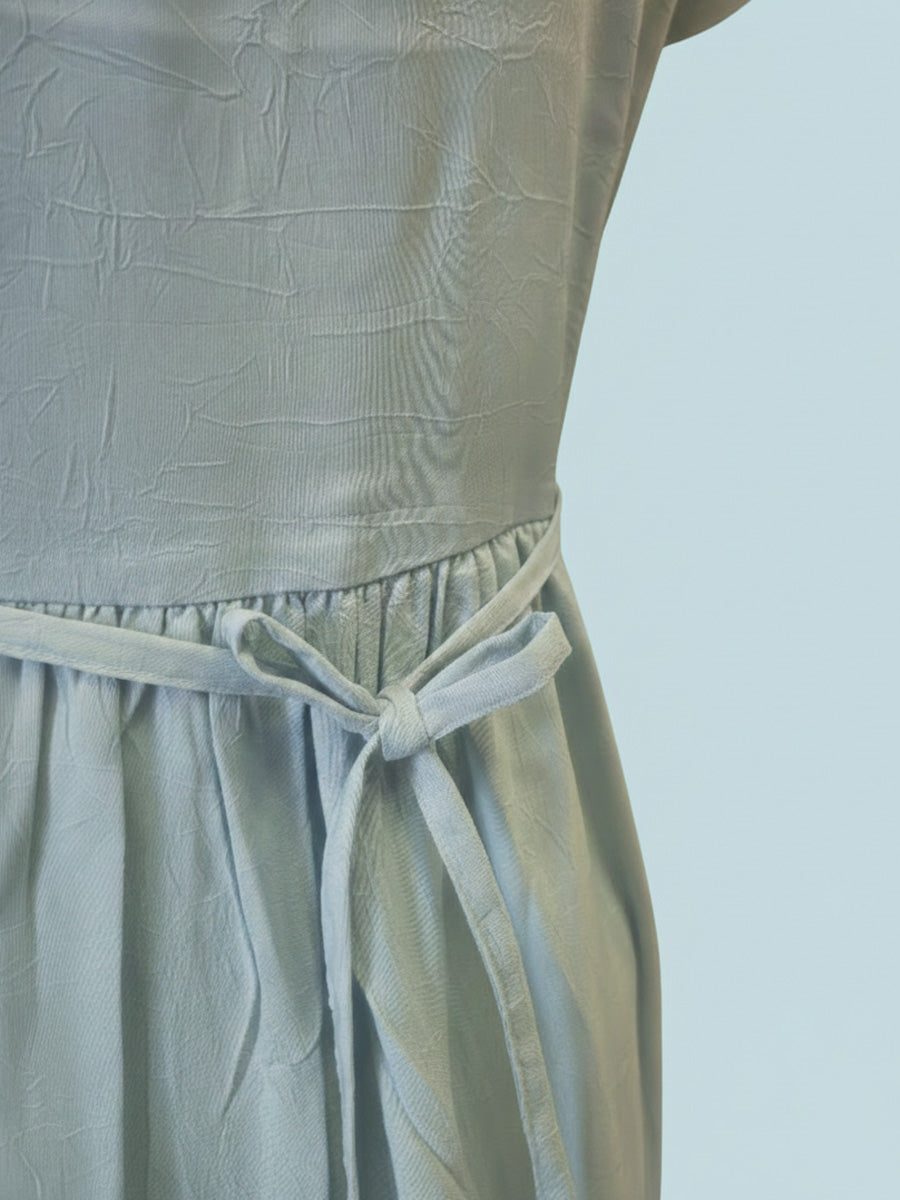 Ziva Pastel Teal Premium Crinkle Textured Maternity & Nursing Dress