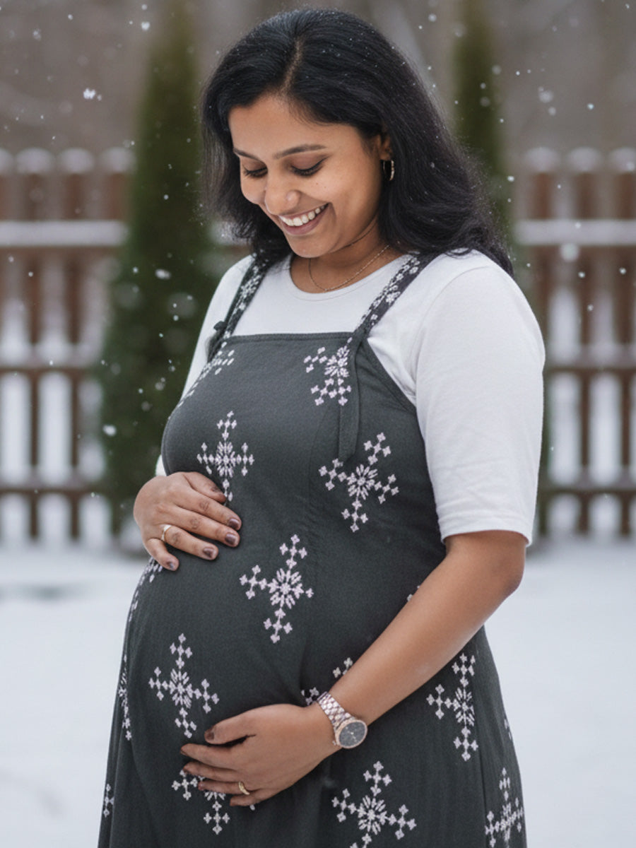 Maternity Short Dress Detie - Black & White
