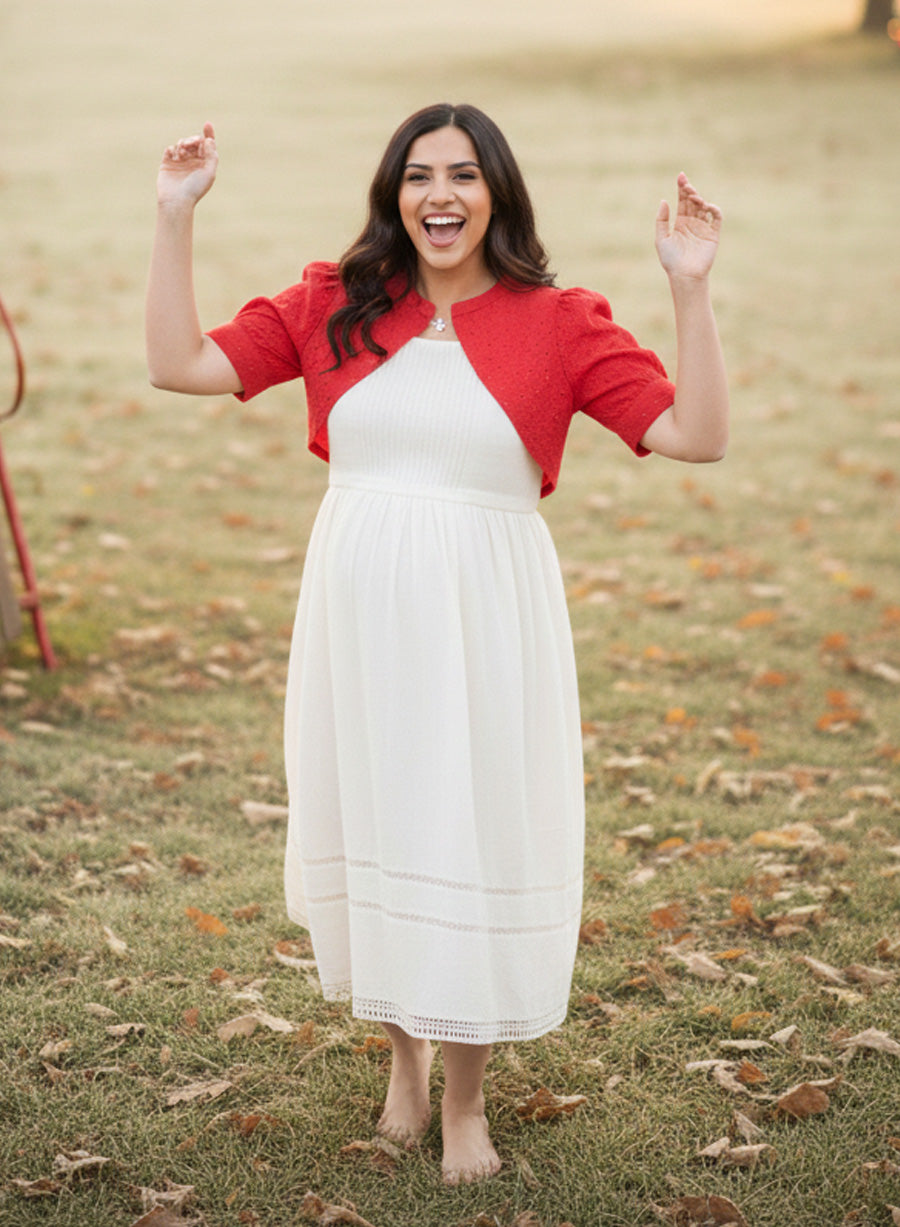Maternity Short Dress Joy - White & Red